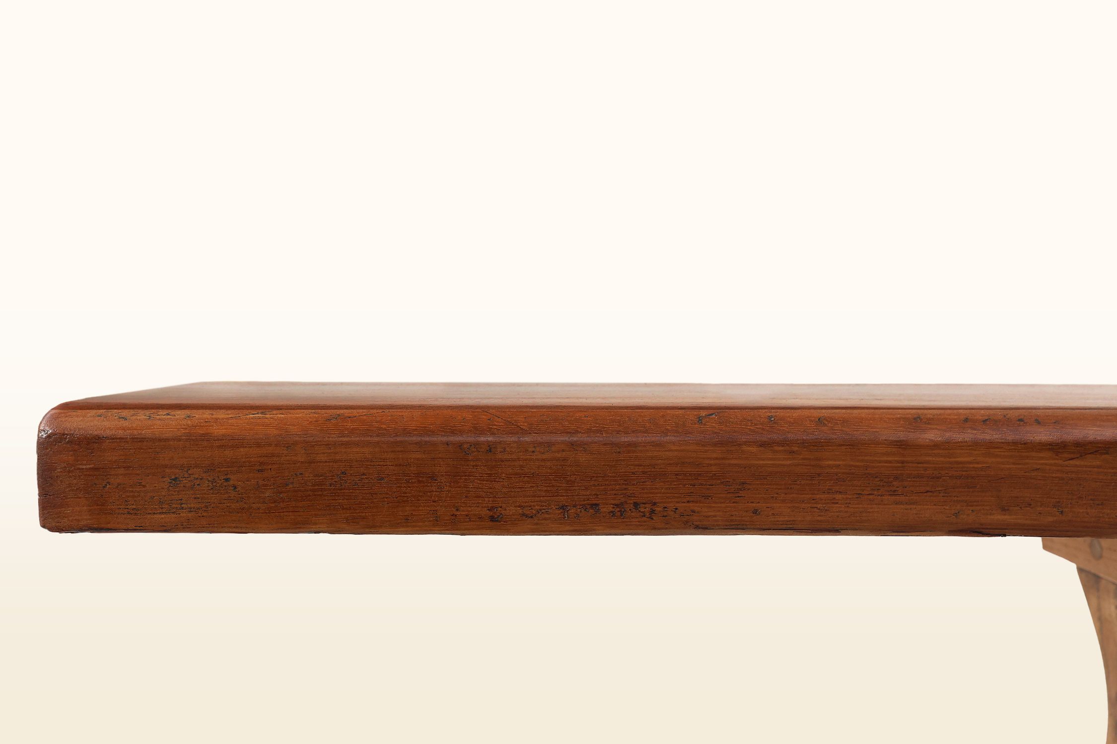 French Extra long solid elm wooden monastery bench, ca. 1850thumbnail